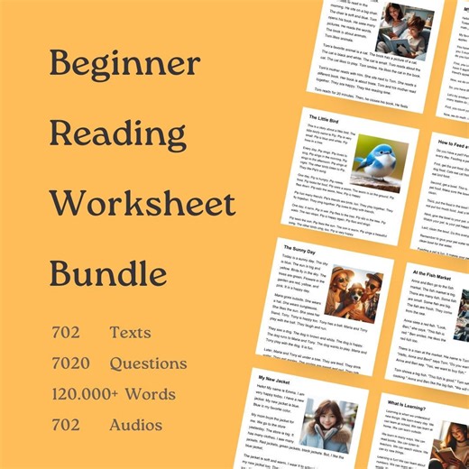 702 Beginner Reading Worksheets | English Reading Comprehension Texts W/ Questions and Answers | Instant Download Pdfs | Teaching Materials - Etsy Australia
