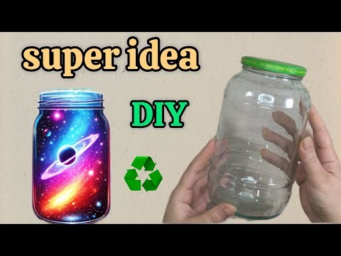 How to Make a Galaxy Night Light at Home / Easy DIY with Glass Jar and Lights /♻️✅