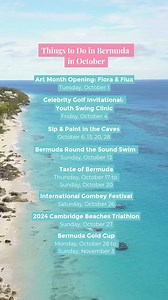 Planning a trip to Bermuda this October? 🇧🇲 There are plenty of exciting events happening in Art Month, but make sure you take a look at all of the food, sport and family fun events happening around the island: https://bit.ly/3Xxf0K5 #GoToBermuda | Bermuda Tourism