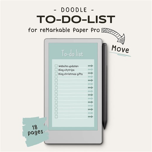 Doodle To-do List for Remarkable Paper Pro Move | Remarkable Task Tracker | Checklist | Notes | to Do List Template | Remarkable Templates - Etsy