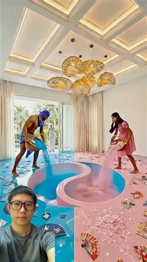 Making a two-color swimming pool for Grandma #trending #trendingshorts #trendingvideo #shorts #sh...