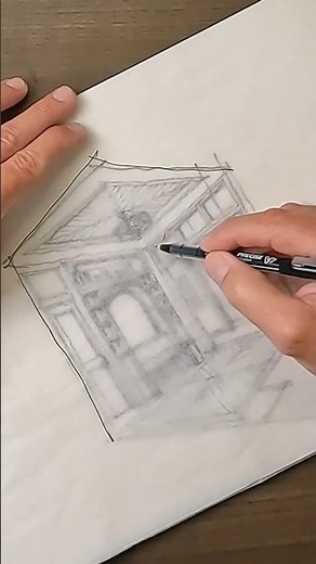 Practicing perspective with trace paper #architecturalsketching #sketchtutorial