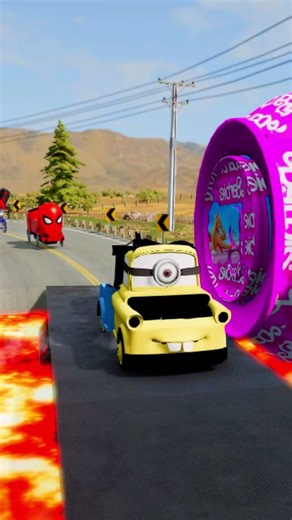 FUNNY CARS | CRAZY FROG & GUMMY BEAR & MARIO & SPONGEBOB & SPRUNKI VS BOLLARD BARBIE IN BEAMNG DRIVE
