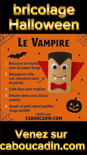 Bricolage Halloween facile pour enfants : fabriquer un vampire avec un rouleau de papier toilette