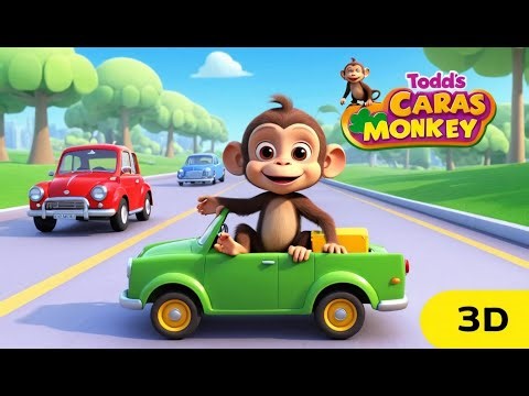 Baby Car Chases a Baby Monkey on a Skateboard | Funny and Cute Kids Nursery Rhyme Animation