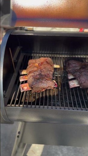 Four hours in at 250 degrees on my Traeger Pro 22 🔥 #bbq #grill #cooking #subscribe