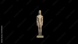 Archaic Greek Statue ,Animation.Full HD 1920×1080.10 Second Long. Alpha Transparent.