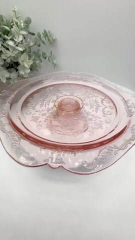 Indiana Glass Pink Depression Style Glass Recollection Madrid Pattern Cake Stand | 10.25 Inch - Etsy