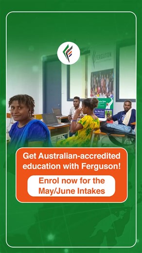 Get world-class Australian-accredited courses without leaving PNG! Study locally at Ferguson Study Centres in Kokopo and Port Moresby and earn Australian-accredited qualifications. Take the first step toward your career! Don't miss out! Enrol today! 🌟 PORT MORESBY Visit Us: Down Town, Monian Tower Level 2, Douglas St, Port Moresby National Capital District, Papua New Guinea Call: 675 7105 1980 Email: applypng@ferguson4me.com KOKOPO Visit: Hongland Building, 2nd Floor, Williams Road, Kokopo, Eas