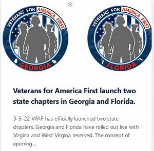 Veterans for Trump aka Veterans for America First State Chapters available for license, their mission and their donate / support buttons explained