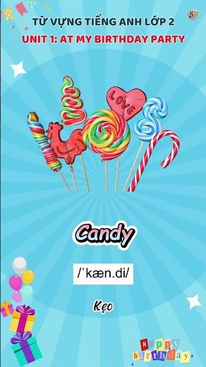 Học từ vựng tiếng Anh lớp 2/ Unit 1: At my birthday party/ Ksing English #shorts #english