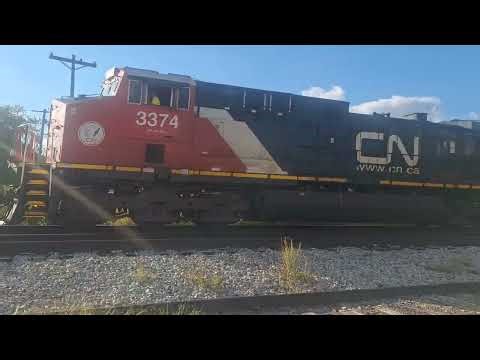 Southbound Intermodal Autorack Train CN E271 With A CN AC44C6M EX BNSF C44-9W Rebuild CN 3374