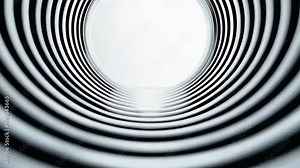 Abstract view of a circular tunnel with smooth curves leading to a bright center