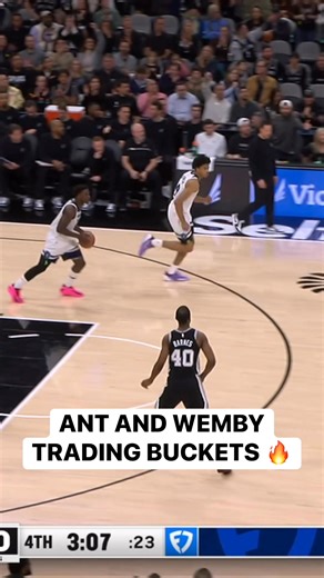 WILD sequence between Anthony Edwards and Victor Wembanyama as they trade 4 straight buckets! 😮 MIN-SAS on NBA League Pass Tap to Watch ➡️ https://www.nba.com/how-to-watch-game-redirect/0022500598?partnerRef=NBA&platform=Facebook&surface=Post | NBA