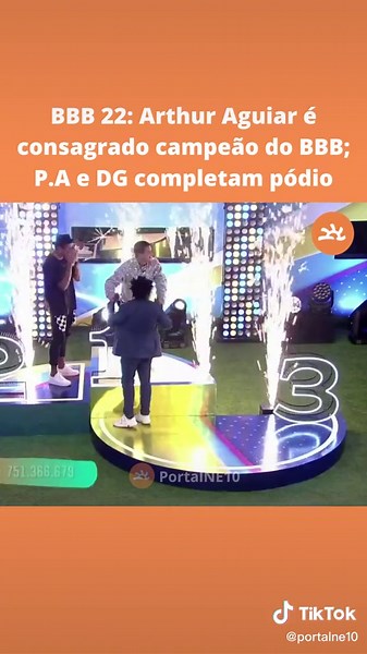 #BBB22: Arthur Aguiar é consagrado campeão do BBB; P.A e DG completam pódio. #ls #finalbbb #bbb
