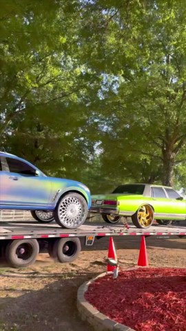 Ford Dually Truck on 30’s Pullin Box Chevy on 28’s and Infiniti on 32’s