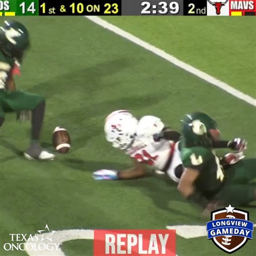 Jessier Hampton-Williams forces a fumble on the first Marshall snap after the Lobos took the lead late in the first half. The LB was all over the field with 8 tackles, 2 TFL, a sack and this fumble caused. Texas Oncology | Longview Gameday