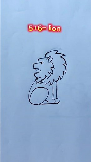 How to Draw a Lion from 5+6 | Easy Lion Drawing#drawingtoday