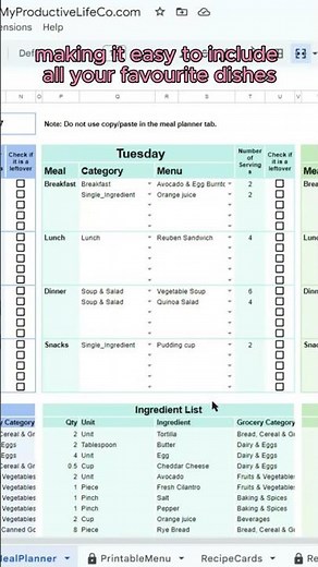 Stay Consistent with Weekly Meal Planning | Meal Planner Spreadsheet