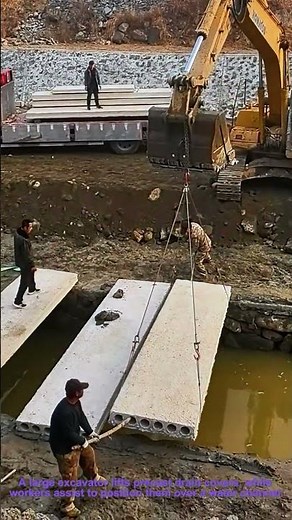 Construction Work: Installing Drain Covers With Excavator