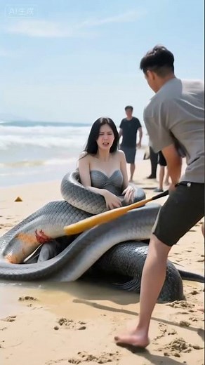 The python coiled around the mermaid mother and everyone came together to rescue her #mermaid
