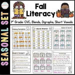 Fall Phonics Worksheets Science of Reading Passages Decoding Spelling 1st Grade