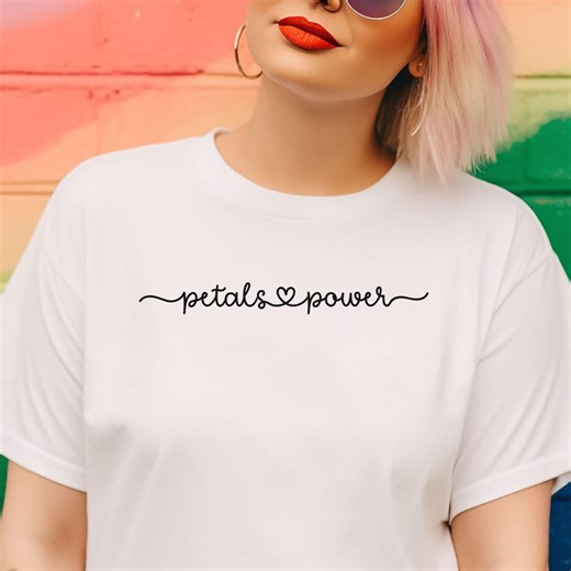 Petals & Power Lesbian Shirt: Subtle LGBTQ Script Tee - Etsy