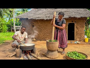 Healthy Organic Village Cooking With My Husband 😍🌿Organic Cassava Leaves recipe & Ugali 🌿