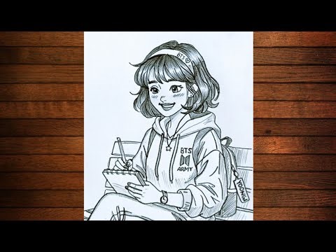 BTS Army girl drawing || Easy BTS Drawing || Pencil sketch of BTS Army