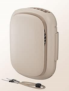 Shinebella Mini Portable Waist Belt Clip Fan with 3 Speeds, Battery Operated Shirt Cooler, Personal Necklace Air Conditioner, Hands-free Design,Wearable, Rechargeable, Quiet, Include Lanyard (Khaki)