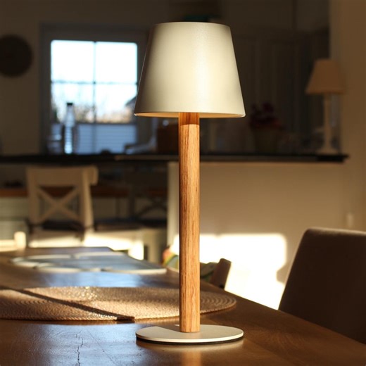Battery-powered White Table Lamp – Cordless LED Wooden Lamp in Scandinavian Style | Modern Design Table Lamp - Etsy