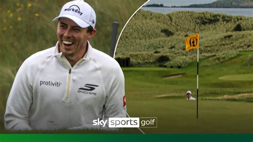 The Open: Matt Fitzpatrick holes out amazing slam-dunk to grab share of lead!