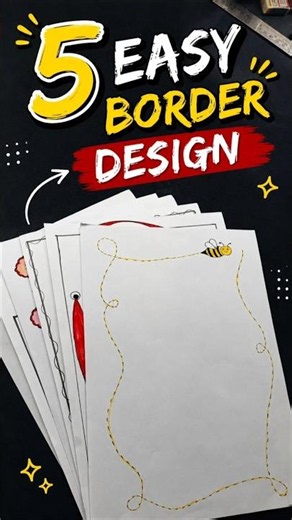 5 easy border designs PROJECT WORK DESIGNS/SIDE BORDER DESIGN #shorts
