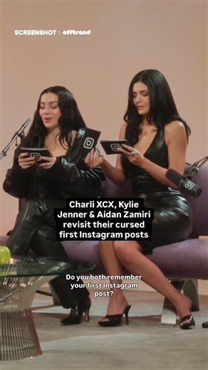 Offtrend on Instagram: "On @instagram ‘s Close Friends Only podcast, @charli_xcx , @kyliejenner and @aidanzamiri look back at their very first Instagram posts. Kylie’s is a random fire photo, Charli wiped her early era from existence, and Aidan’s first post is… deeply Aidan. The trio are currently promoting @themoment 💚 #charlixcx #kyliejenner #aidanzamiri #themoment #celebritynews"