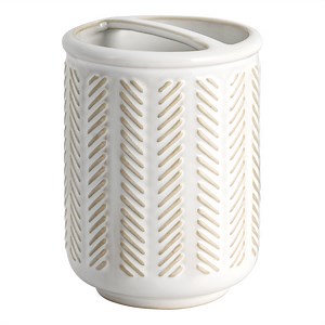 Better Homes & Gardens Reactive Glazed Ceramic Toothbrush Holder, Creamy White