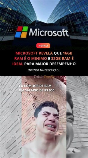 MICROSOFT DIZ QUE 16GB RAM AGORA É O MINIMO...
