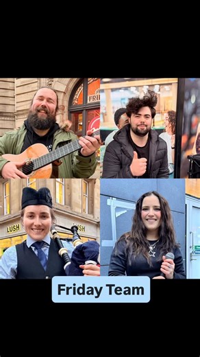 Buskers Of Glasgow on Instagram: "Friday Team of @angel_may_creative @aidendriverofficial @deanrobinsonnn @theryepiper"