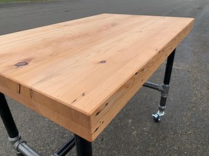 Reclaimed Wood Kitchen Island - Natural Wood Kitchen Butcher Block - Industrial Kitchen Cart on Wheels - Etsy