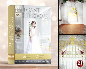 3 Elegant White Rooms Digital Backdrops | Realistic Backgrounds for Portrait Photos | Human-made, Not AI - Etsy