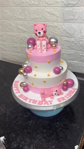 DIY Two-Tier Teddy Bear Birthday Cake 🎂💕 #shortsfeed #shorts