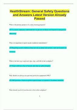 HealthStream General Safety Questions and Answers Latest Version Already Passed1626