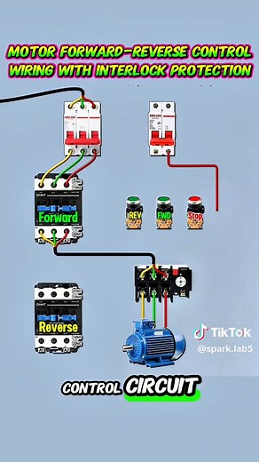 Motor Forward-Reverse Control Wiring with Interlock