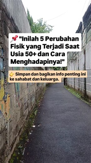 Bambang Suharno on Instagram: "📌 "Inilah 5 Perubahan Fisik yang Terjadi Saat Usia 50 dan Cara Menghadapinya!" 👉 Simpan dan bagikan info penting ini ke sahabat dan keluarga. Perubahan 1: Otot Mengecil & Lemah 📉 Tanpa disadari, massa otot menyusut 1–2% per tahun setelah usia 50. 💡 Solusi: Latihan beban ringan 2–3x seminggu bisa bantu jaga kekuatan. Perubahan 2: Metabolisme Melambat 🍛 Makan sedikit, tapi berat badan tetap naik? Metabolisme makin lambat. 💡 Solusi: Kurangi gula & karbo simpleks
