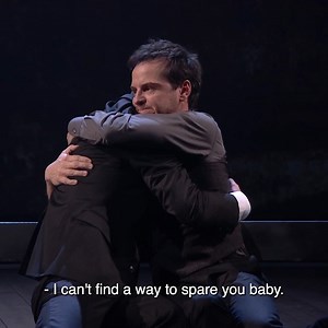 'I can't find a way to spare you baby.' 💔 You can watch Andrew Scott and Dominic Cooper in an extract from Angels in America from 50 Years on Stage on National Theatre at Home. | National Theatre