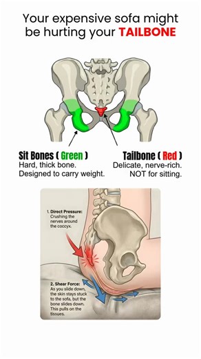 Flexifyme Physiotherapy & Pain Management on Instagram: "Tailbone pain while sitting is becoming far more common than people realize. Many patients assume it’s a lower back issue, but in reality, this discomfort often starts much lower at the coccyx. This condition is known as coccydynia, and one of the biggest hidden triggers is how we sit every day. Deep, soft sofas feel comfortable, but they shift body weight away from the sit bones and onto the tailbone. Over time, this change in load create