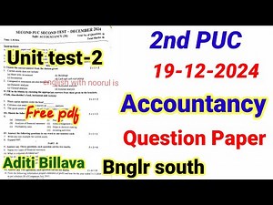 2nd PUC Accountancy Unit test-2 question Paper 2024 kseab