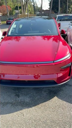 2026 Tesla Model Y Juniper Ultra Red Color in Daylight