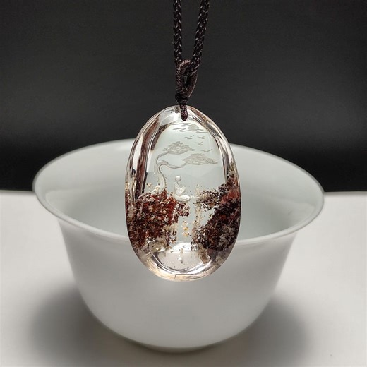 Red White Phantom Quartz Pendant Necklace: Icy Transparent Hand Intaglio Meditation Enlightenment Wu Dao - Etsy