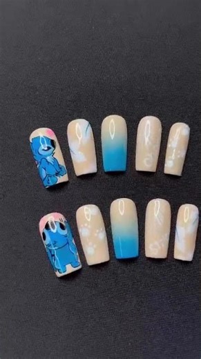 Cute Blue Alien Nail Set | Handmade Press-On Nails | Short Video