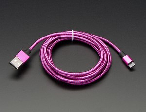 NEW PRODUCT – Pink and Purple Braided USB A to Micro B Cable – 2 meter long